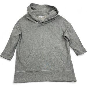 James Perse Gray Hooded Hoodie Sweatshirt 3/4 Sleeve Pullover Pockets Women's 4
